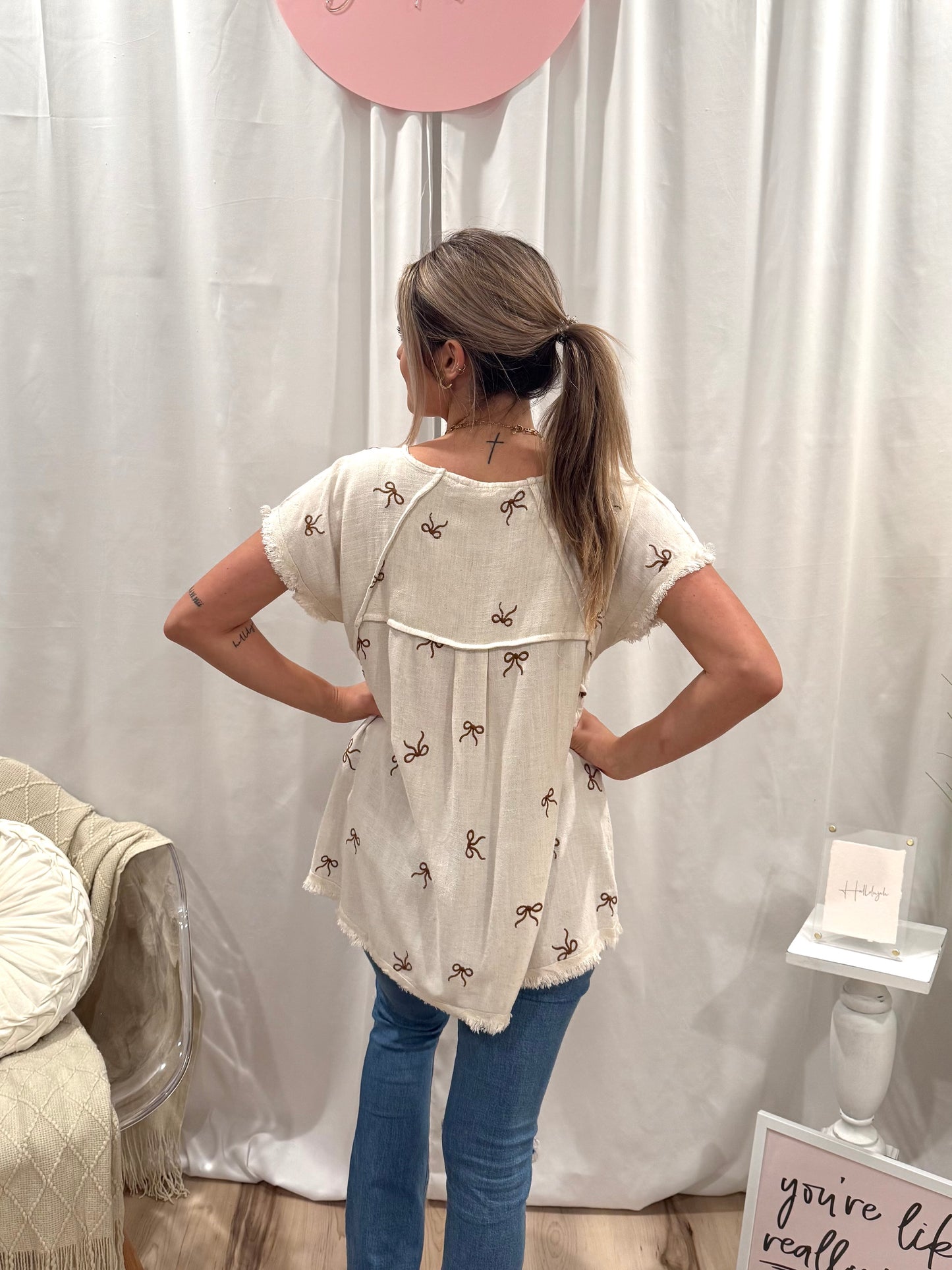 Cream Bow Top